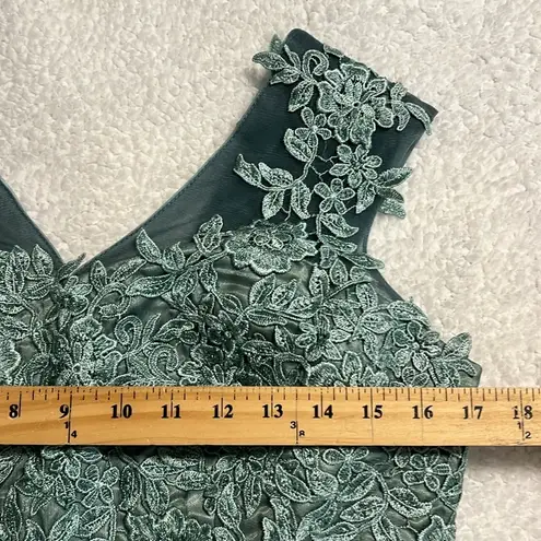 JAEDEN formal green a line v neck floral tulle dress prom wedding bridesmaid NWT Size undefined