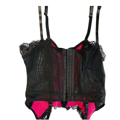 LOVEHONEY Lace Up Bustier Corset Black Size 2X