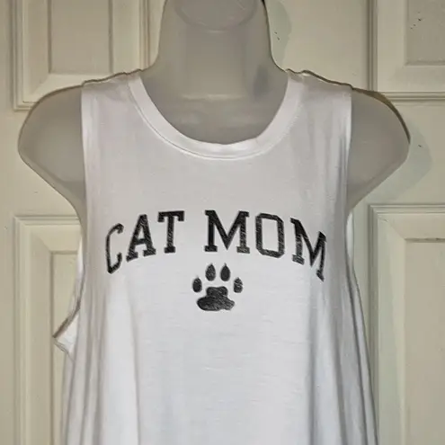 Modern Lux White "Cat Mom" Tank Top Large