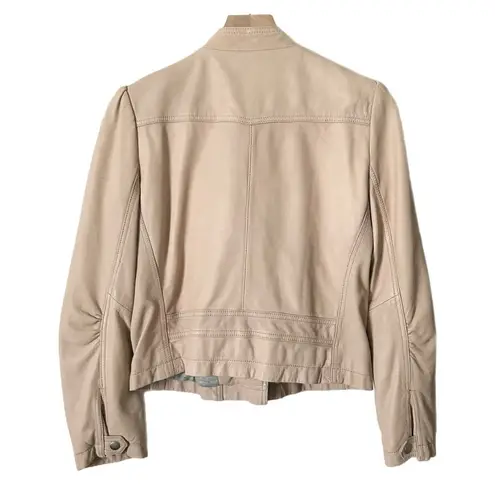 Rebecca Taylor Garment Washed Leather Moto Jacket in Nude Blush Pink Size 6