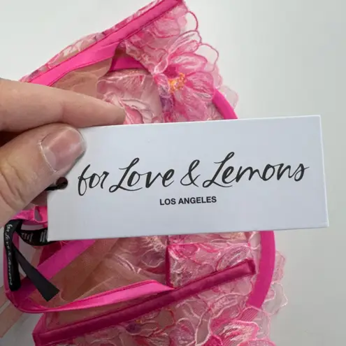 For Love & Lemons Bra Womens 38C Pink Floral Hibiscus Embroidery Underwire Mesh Size undefined