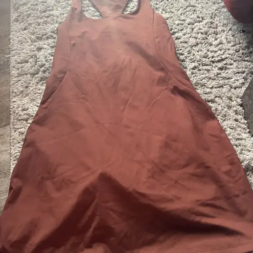 Girlfriend Collective Brown Active Dress With Attached Shorts Work Out Yoga Hike
