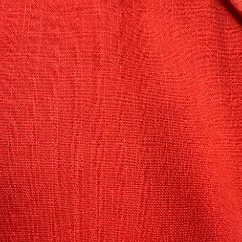 Umgee  Fiesta Linen Blend Orange Floral Embroidered Swing Shirt Oversized Size S