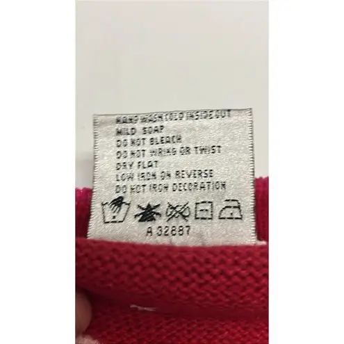 Quacker Factory The Valentine Cardigan Sweater Beaded Hearts Red/Pink Medium