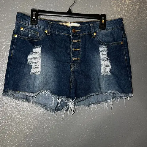 Noki Mina Distressed Denim Shorts Women’s 13/14 High Rise Cutoff Jeans Blue