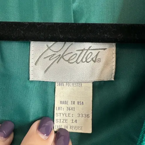 Vintage Collarless Women's Blazer, Size 14 Green