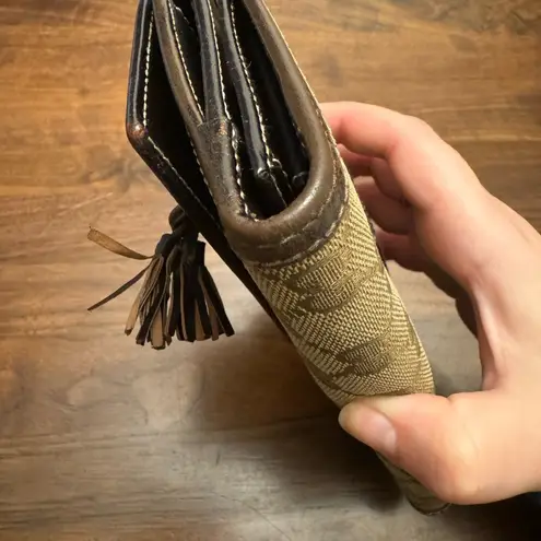 Gucci  GG Canvas and Leather Horsebit Tassel Continental Wallet