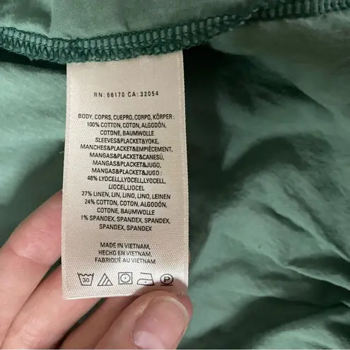 Anthropologie  Hei Hei Hilltop Ruched Green Cotton Zip Bomber Jacket Size Medium