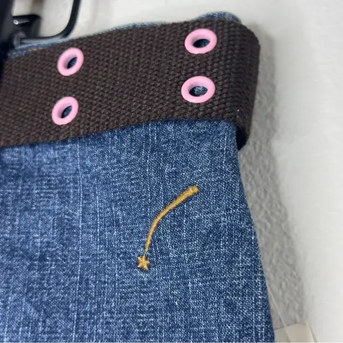 Vintage Y2K Denim Micro Mini Skirt Sz 13 Wish 100% Cotton Belted Deadstock NWT Blue