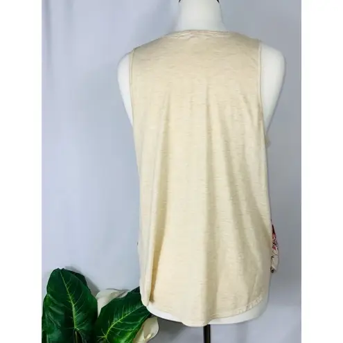 Hint of Mint Lace & Burgundy Floral Summer Casual Tank Top Dainty XL