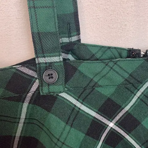 Royal Bones womens medium green plaid mini skirt suspender goth grunge punk