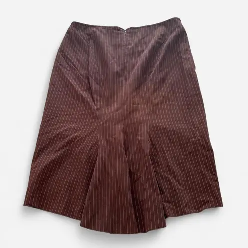 BCBG y2k 2000s pin striped pencil flare midi skirt size 6 Brown