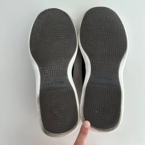 Via Spiga Shoes Womens 9 Black Suede Leather Slip On Sneaker Minimalist EU39