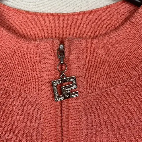 St. John sport womens p small pink wool knit zip up braided sweater barbie vintag