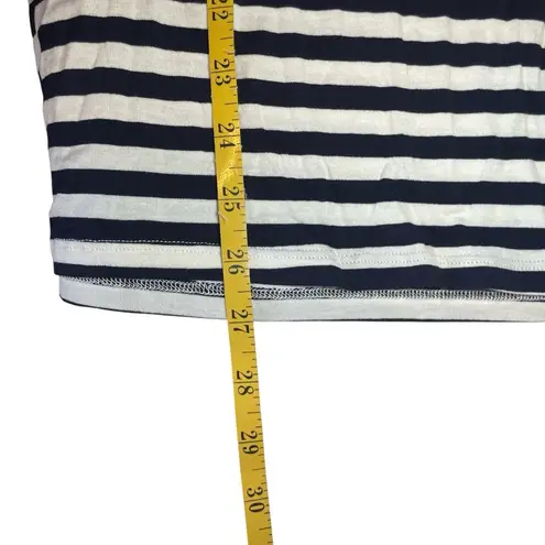 Hannah Blue White Stripe Red Boho Sleeveless Top Tassels Embroidery Large NWT