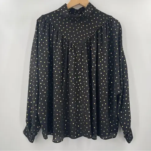 Molly Bracken Blouse Small La Collection Premium Black Gold Spots Dots Cocktail