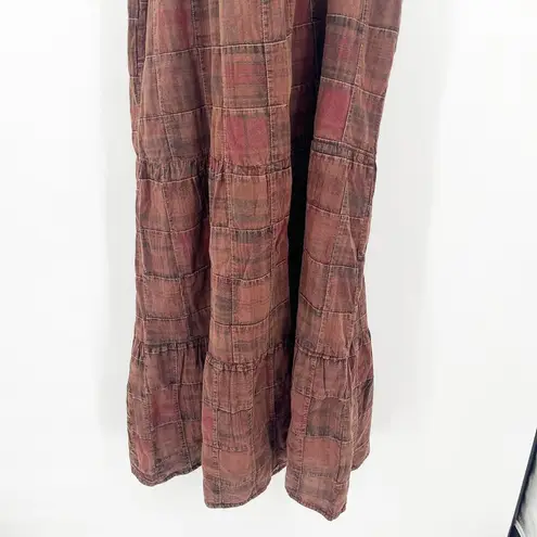 Earthbound Womens Boho Cottagecore Prairie Tie Shoulder Maxi Dress XXL Brown