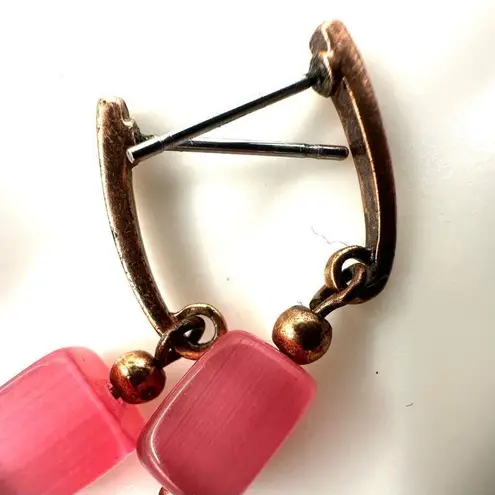 Lia Sophia coppertone and pink beaded drop earrings