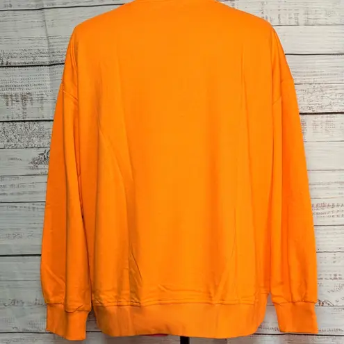 None Orange Skull Graphic Sweatshirt