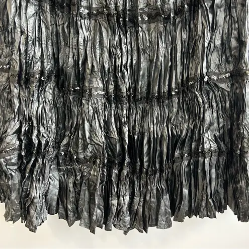 NWT Vintage Essentials by Milano Crinkle Black Sequin 80s/90s Midi Skirt 1X
