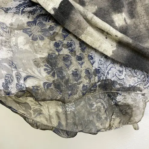 Scandal Italy Sweater Top Long Sleeve Knit Layered Lined Sheer Shirt Pleat Back* Brown Size M