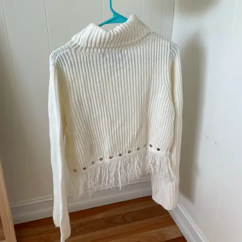 Lulus  Freethinker Cream Fringe Cropped Sweater - Image 10