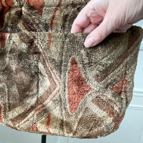 Vintage 70s Artisan Textile Purse Bag Brown Rust Abstract