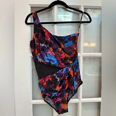 MiracleSuit Gem Underwire Wine One Piece One Shoulder Slimming Swimsuit Size 12 - Image 2