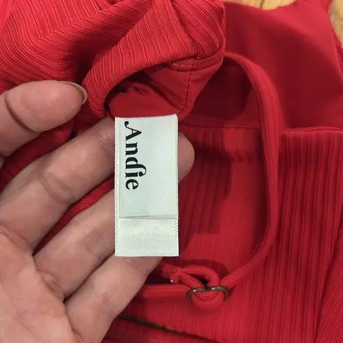 ANDIE x Mindy Bikini Set Maui Top Rib Swimsuit Flame Red size small NWT