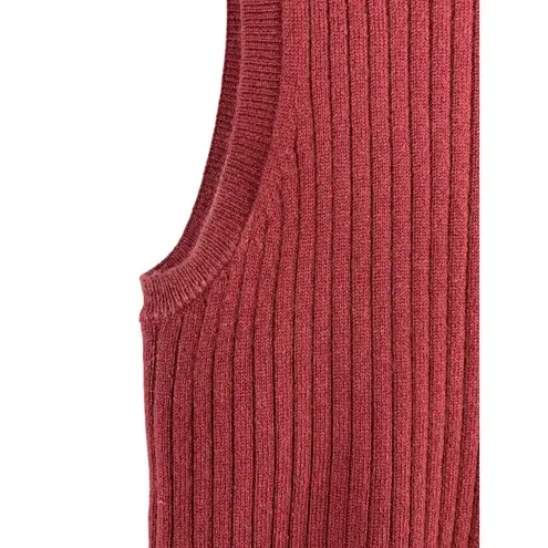 Lafayette 148 New York Womens Ribbed Knit Sleeveless Sweater Top M Red