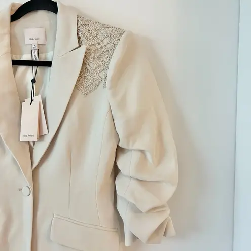 Cinq à Sept Cinq a Sept Crochet Lace Scrunched Cheyenne Blazer in Light Plaster Size 4 NWT