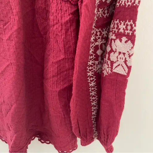 Sundance Peasant Bohemian Embroidered Lantern Sleeve Top in size M Size M