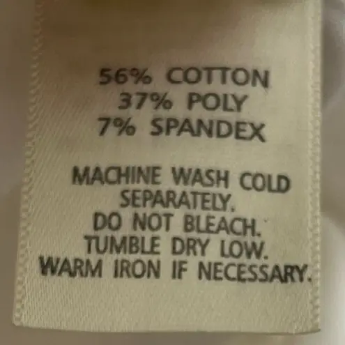 Ecru Straight Leg Mid Rise Crop Ankle Pants Solid White Button Accent Size 8