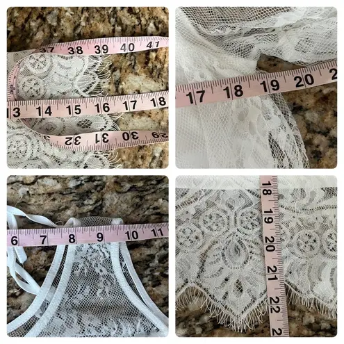 RAIN ivory Lace Crochet Overlay Good Should Tunic Blouse L Beach Boho Sheer White Size L