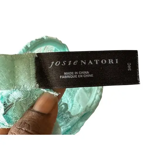 Josie Natori Blue Floral Race Underwire Bra Semi Sheer Balconette Half Cup 34C Size undefined