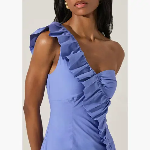 ASTR NWT  the Label Asymmetric Ruffle Minidress Large, COBALT BLUE - Image 5