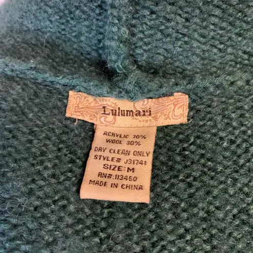 Lulumari Green Wool Cardigan Sweater