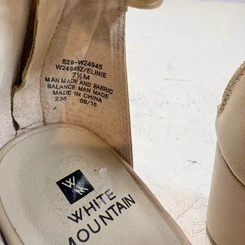 White Mountain Elinie Womens Open Toe Ankle Strap Block Heel Sandals 7.5M Beige