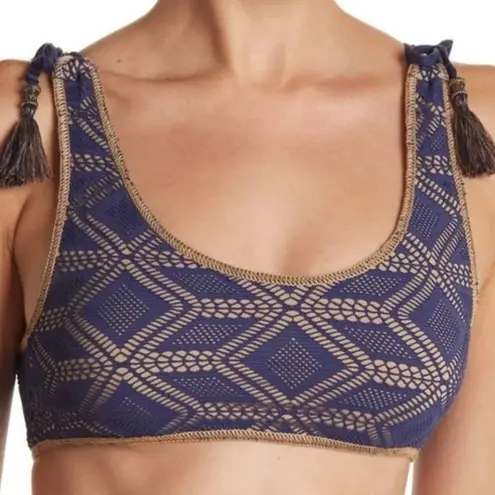 Becca NWT Swim Bikini Top Lace Tassels Crochet Cups Boho