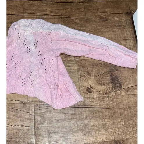 Urban Outfitters Vintage Pink heart knit cropped cardigan