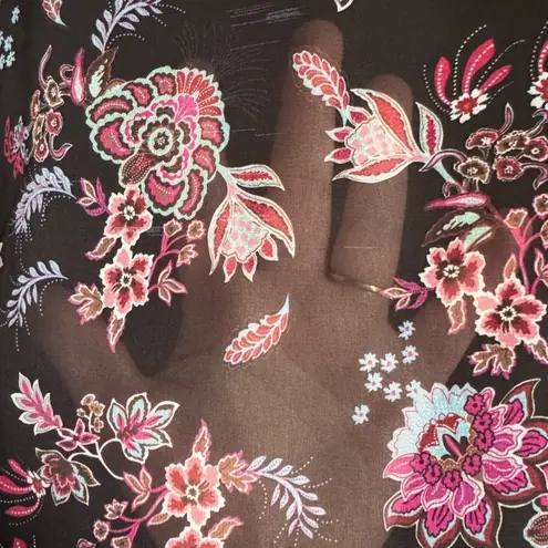 Grace Karin Women's Black Sheer Floral Flowy Sleeve Top sz 2XL Whimsical Boho