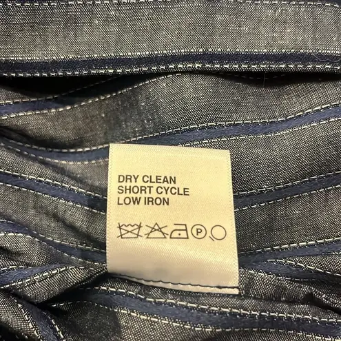 Etcetera NWOT flax linen blend stretch shirt dress navy blue 4