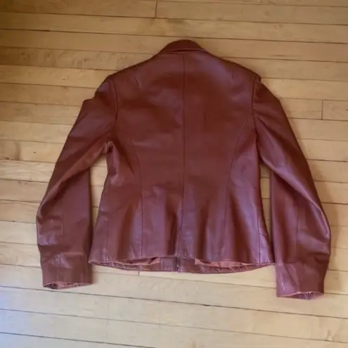 BCBGMAXAZRIA  Fitted Brown Leather Boho Jacket