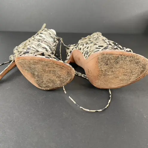 Sophia Webster Lacey Sketch Camo Strappy Heels Size 39M