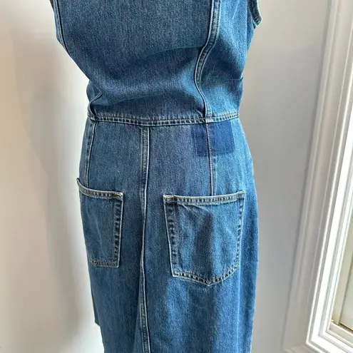 Etica Denim Jean Sleeveless Dress Small Button Western Minimalist Eco Casual Blue