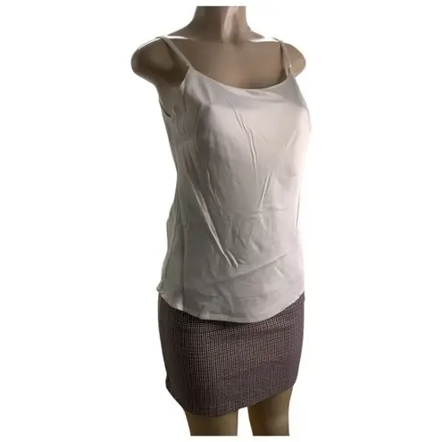 JM Studio Size Medium Ivory Camisole & Chocolate Plaid Skirt W/Pockets. New Brown