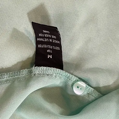 by & by | Sheer Chiffon Sleeveless Mint w/ Stripes Button Down Blouse | Medium Green