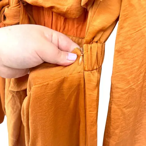 SNDYS Pluto Jumpsuit in Rust Orange Long Sleeve Tie Cut Out Size US 6