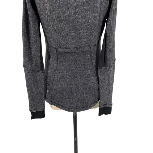 Lululemon  Base Runner 1/2 Zip Heathered Herringbone Heathered Black Size 8‎