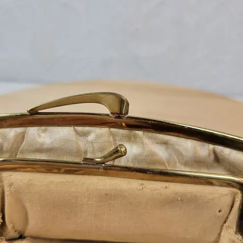 Vintage Clasp Clutch Pocketbook Womens 7" Gray Gold Frame Purse Evening Bag